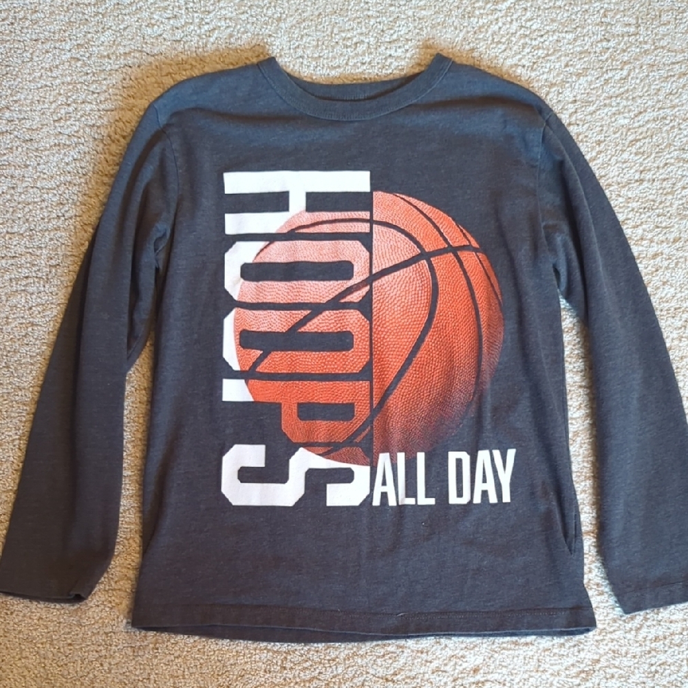 Kids Long Sleeve Hoops Shirt - Gray and Orange